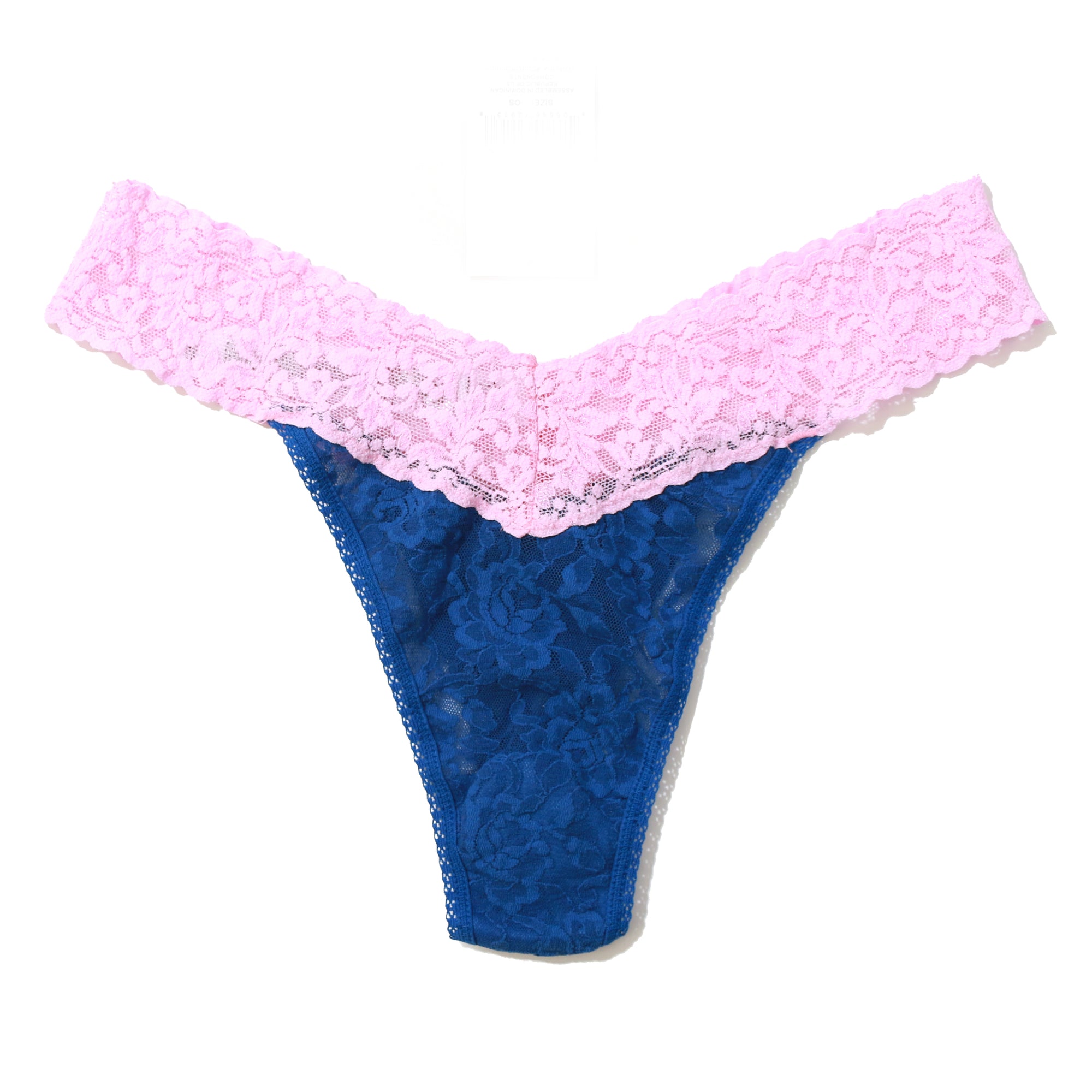 Signature Lace Original Rise Thong | Atlantis Blue/Cotton Candy Pink