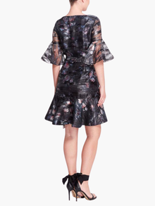 Printed Floral Fil Coupe Wrap Mini Dress | Black