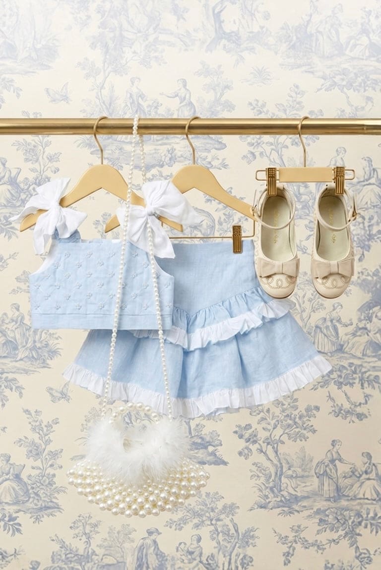 Charlotte Baby Blue Skirt and Top Set - Petite Maison Kids
