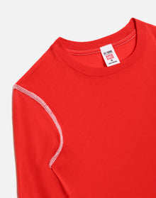 Womens | Hanes Sheer Long Sleeve Tee | Roja With White