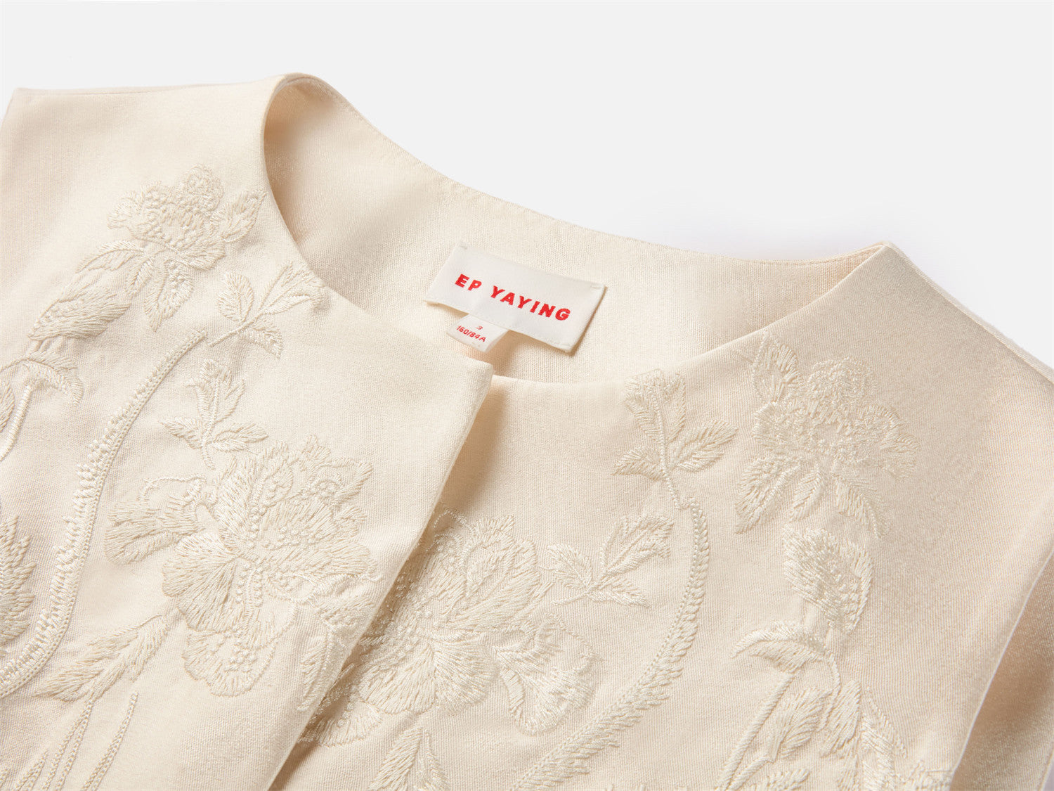 Phoenix Wears Peony Heavy Embroidered Vest Jacket | White