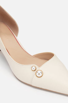 Elegance Pearl Hollow High Heels | White