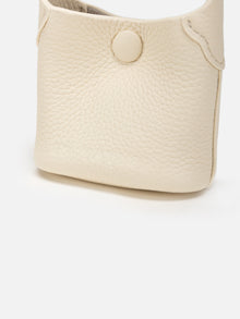 Leather Earphone Case Magnetic Snap Mini Bag Charm | White
