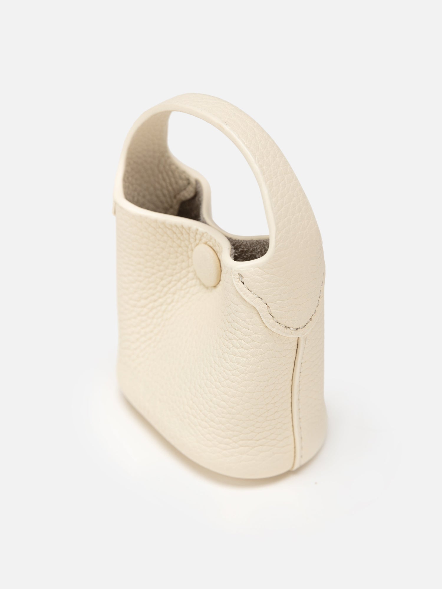 Leather Earphone Case Magnetic Snap Mini Bag Charm | White