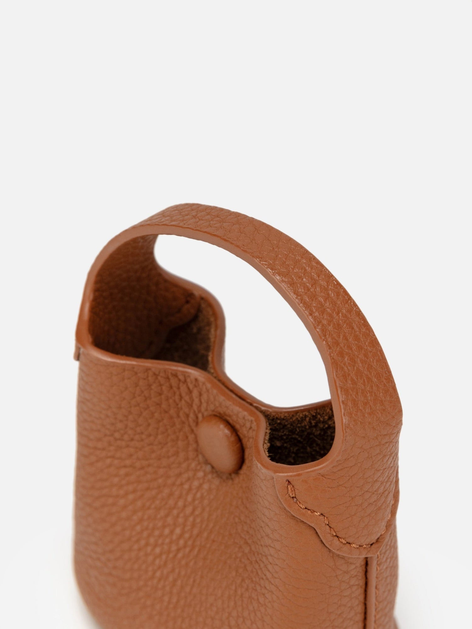 Leather Earphone Case Magnetic Snap Mini Bag Charm | Brown