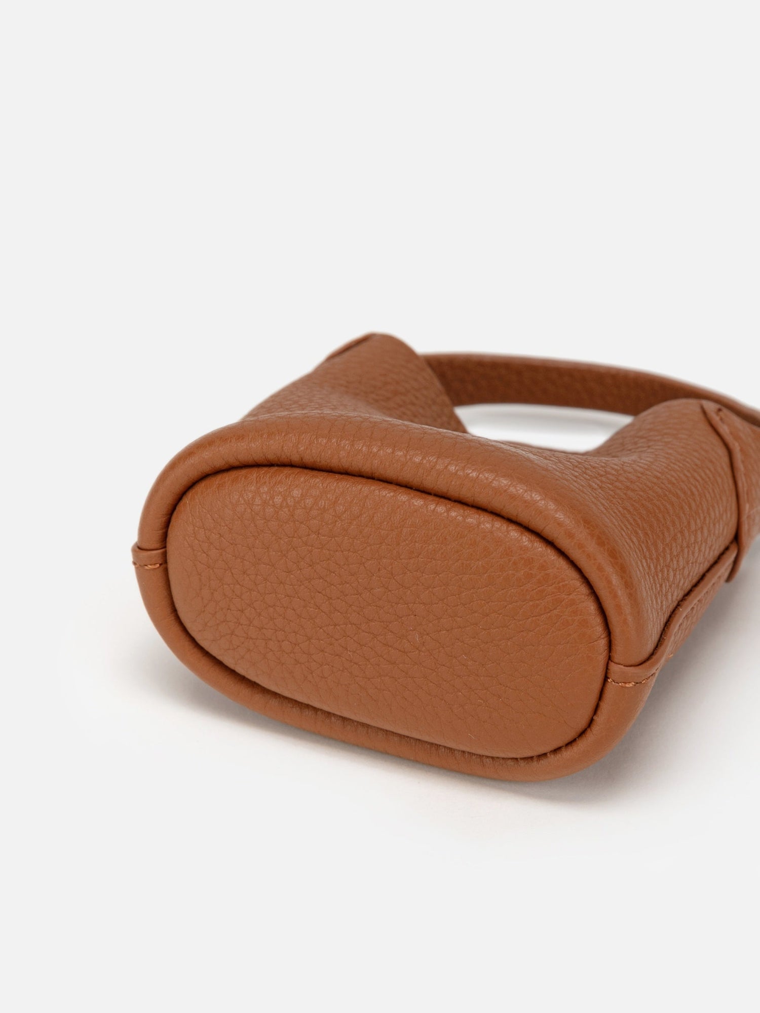 Leather Earphone Case Magnetic Snap Mini Bag Charm | Brown