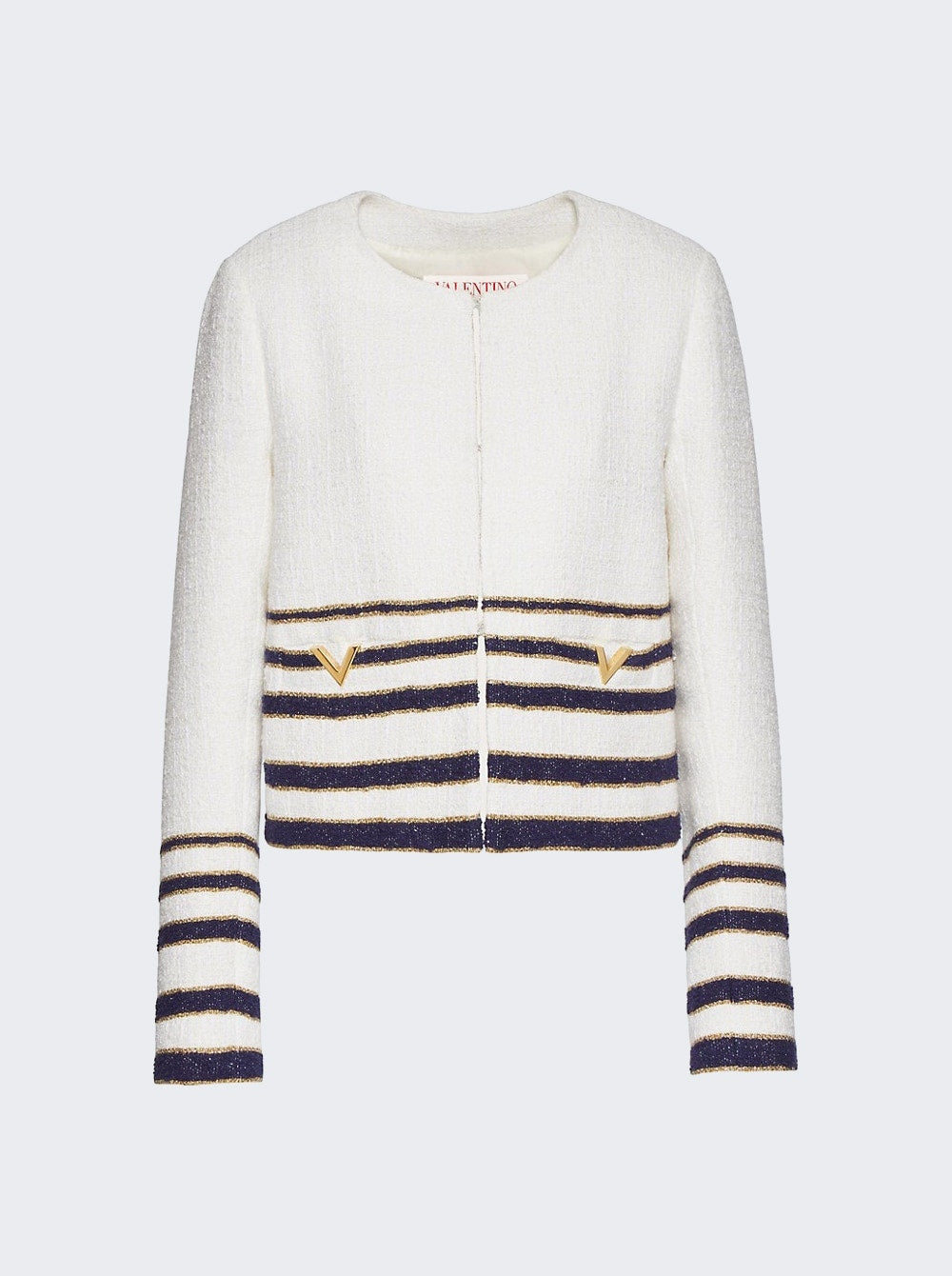 Women | VALENTINO | Embellished Striped Bouclé Jacket