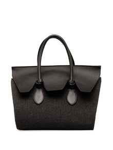 Celine | Pre-Owned Felt and Leather Tie Knot Tote | Gray