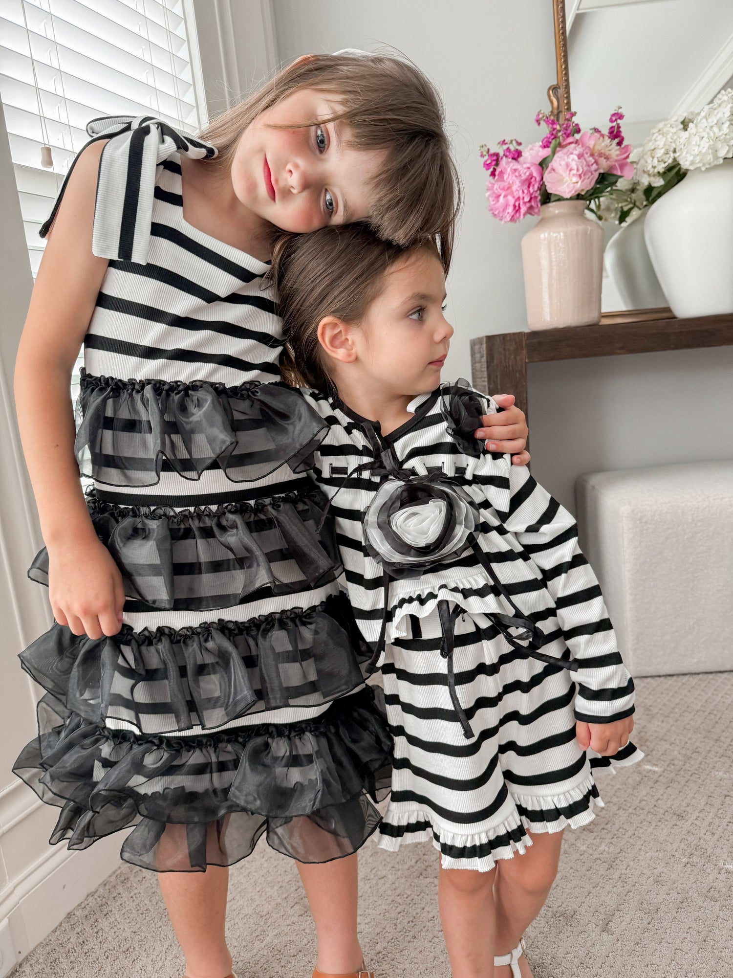 Baby Girls | Monaco and Striped Cardigan | Black & White