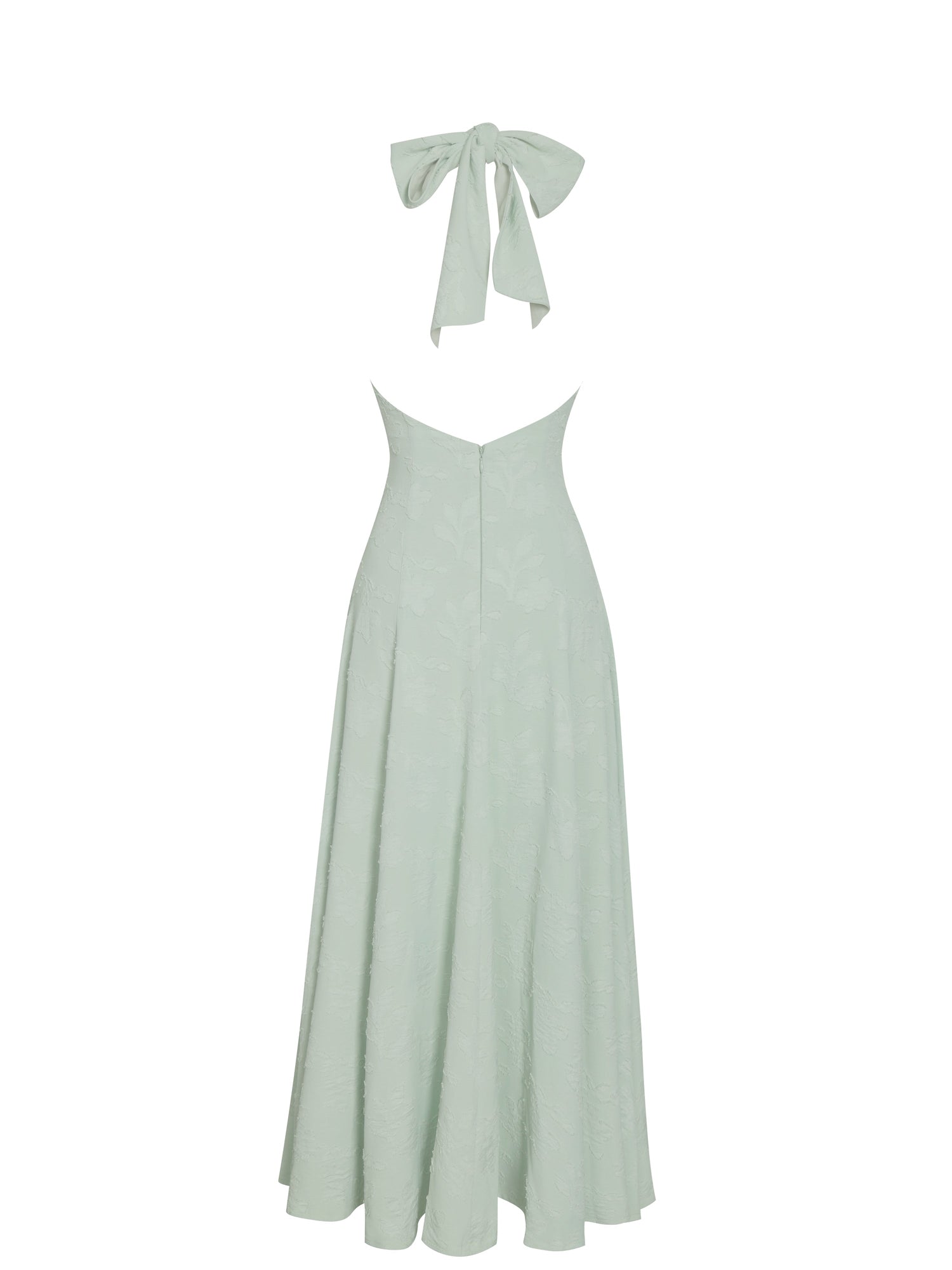 Magda Deep V Neck Halter A-line Midi Dress | Mint Green