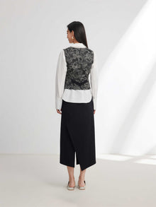 Chinese-Style Embroidered Short Vest | Black
