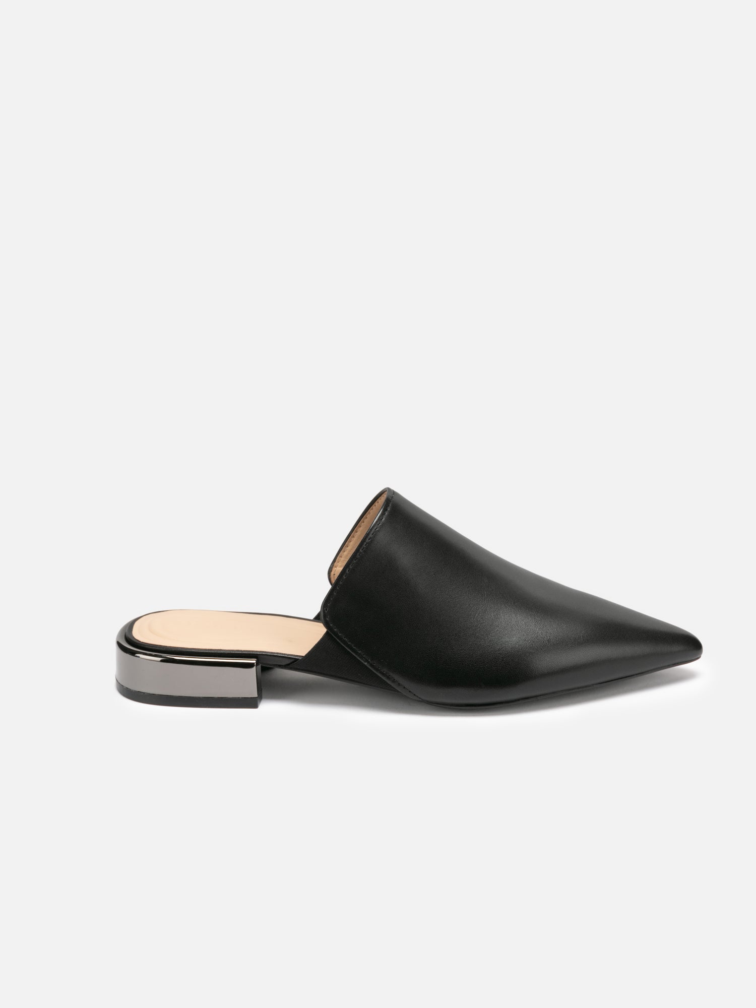 Low-Heel Mule Pointed Slippers | Black