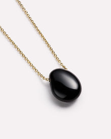 Mini Pebble Necklace | 14K Gold on Brass | Black Onyx