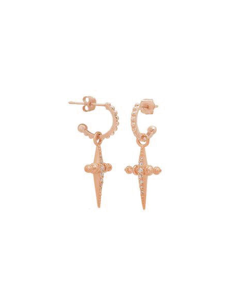 Pave Mini Cross Hoops | Rose Gold | Swarovski Crystals
