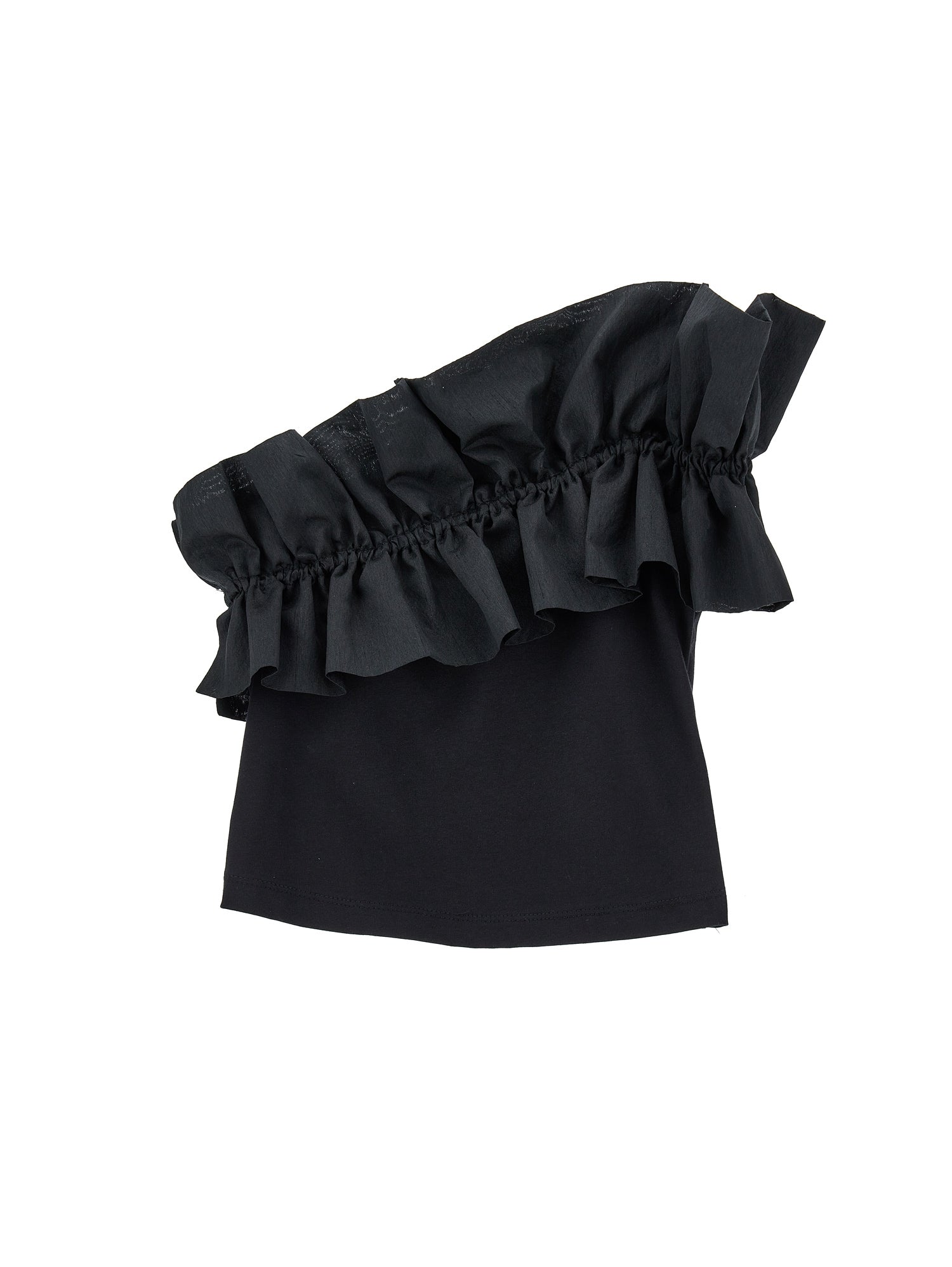 Girls | One-Shoulder Jersey Top | Black