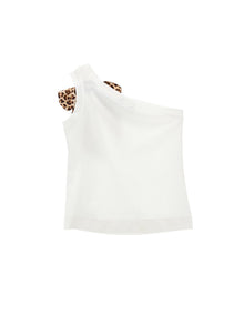 Girls | Viscose Top With Bow | Cream