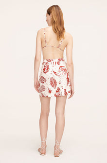 Sea Shore Mini Skirt | Sea Shore Print Red Clay Combo