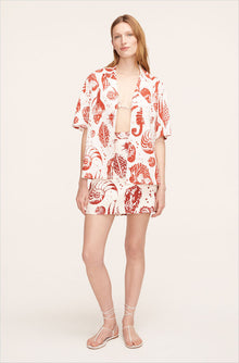 Sea Shore Mini Skirt | Sea Shore Print Red Clay Combo