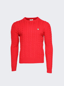 Men | FILA+ | Cable Knit Crewneck Sweater | Brightest Red
