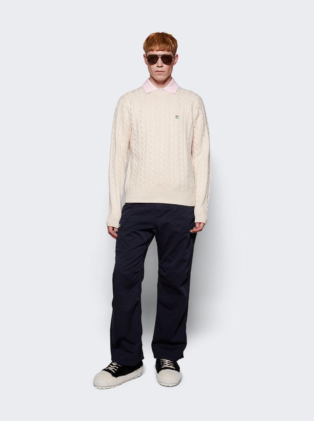 Men | FILA+ | Cable Knit Crewneck Sweater | White
