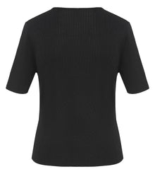 Short Sleeve Knit Top | Black