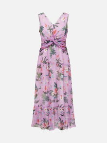 Silk Floral Midi Dress | Purple