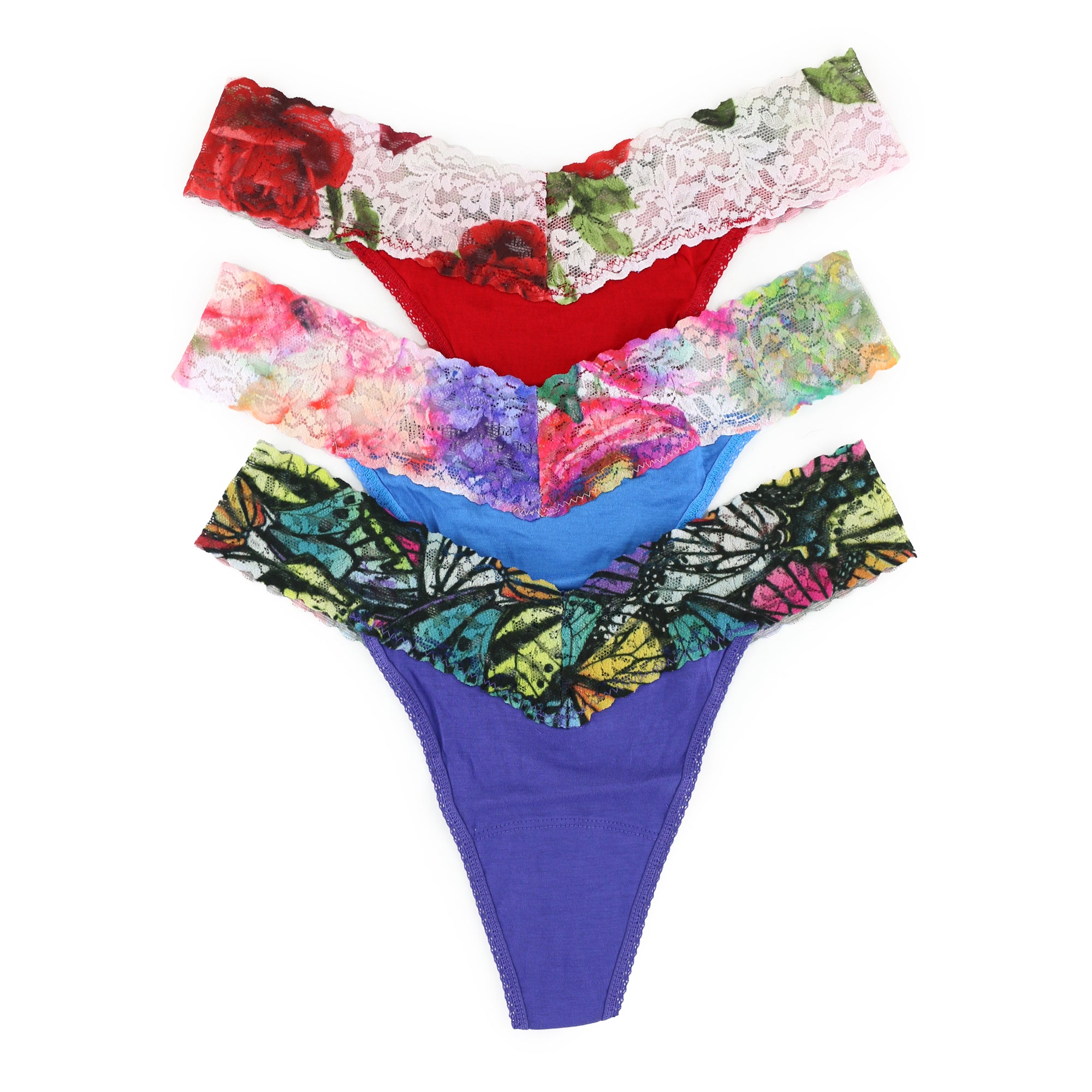 3 Pack Original Rise Thongs | Flutteryby/Impressionista/Rose Red