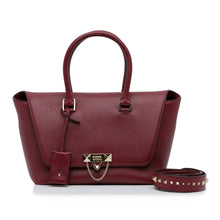Valentino | Pre-Owned Rockstud Demilune Satchel | Red