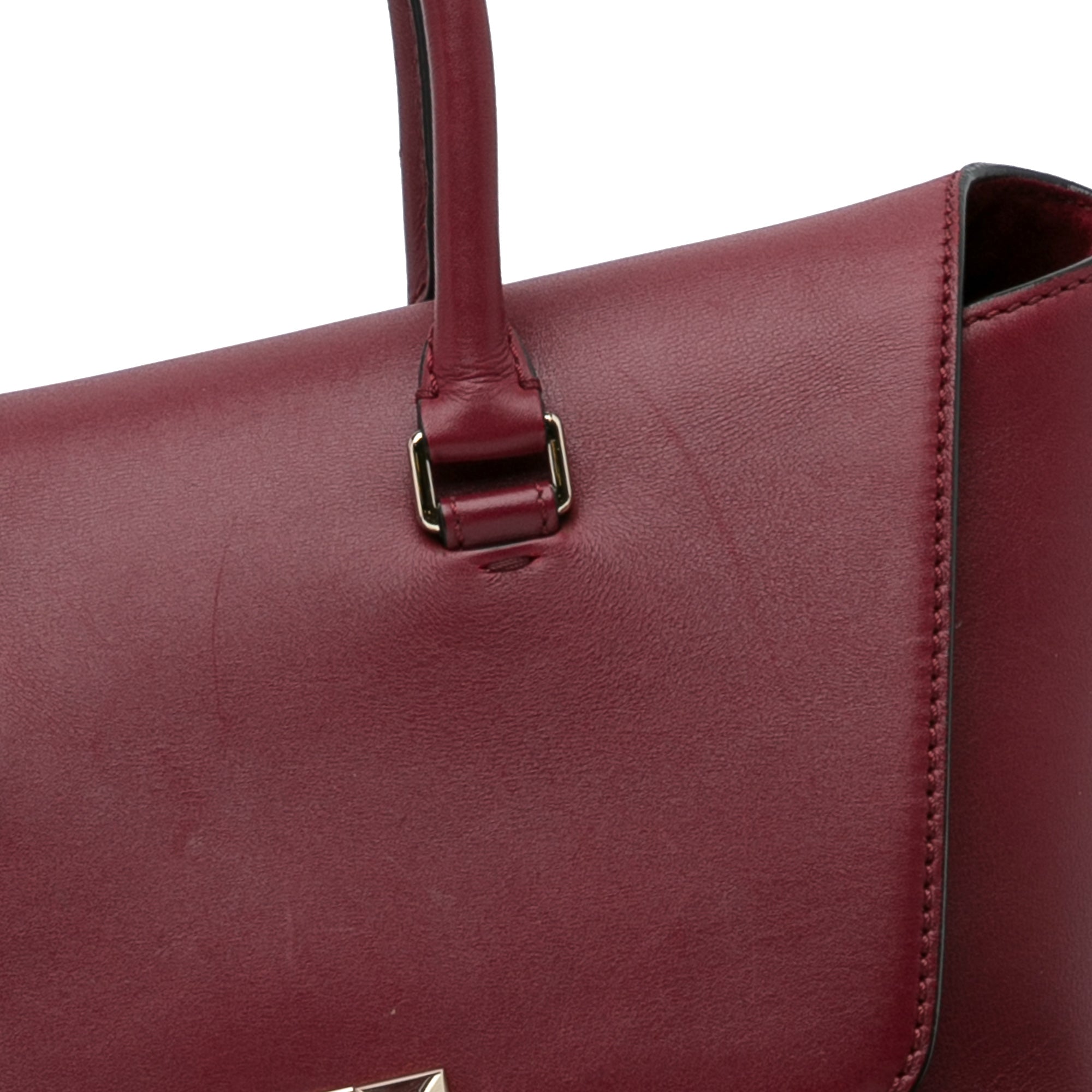 Valentino | Pre-Owned Rockstud Demilune Satchel | Red