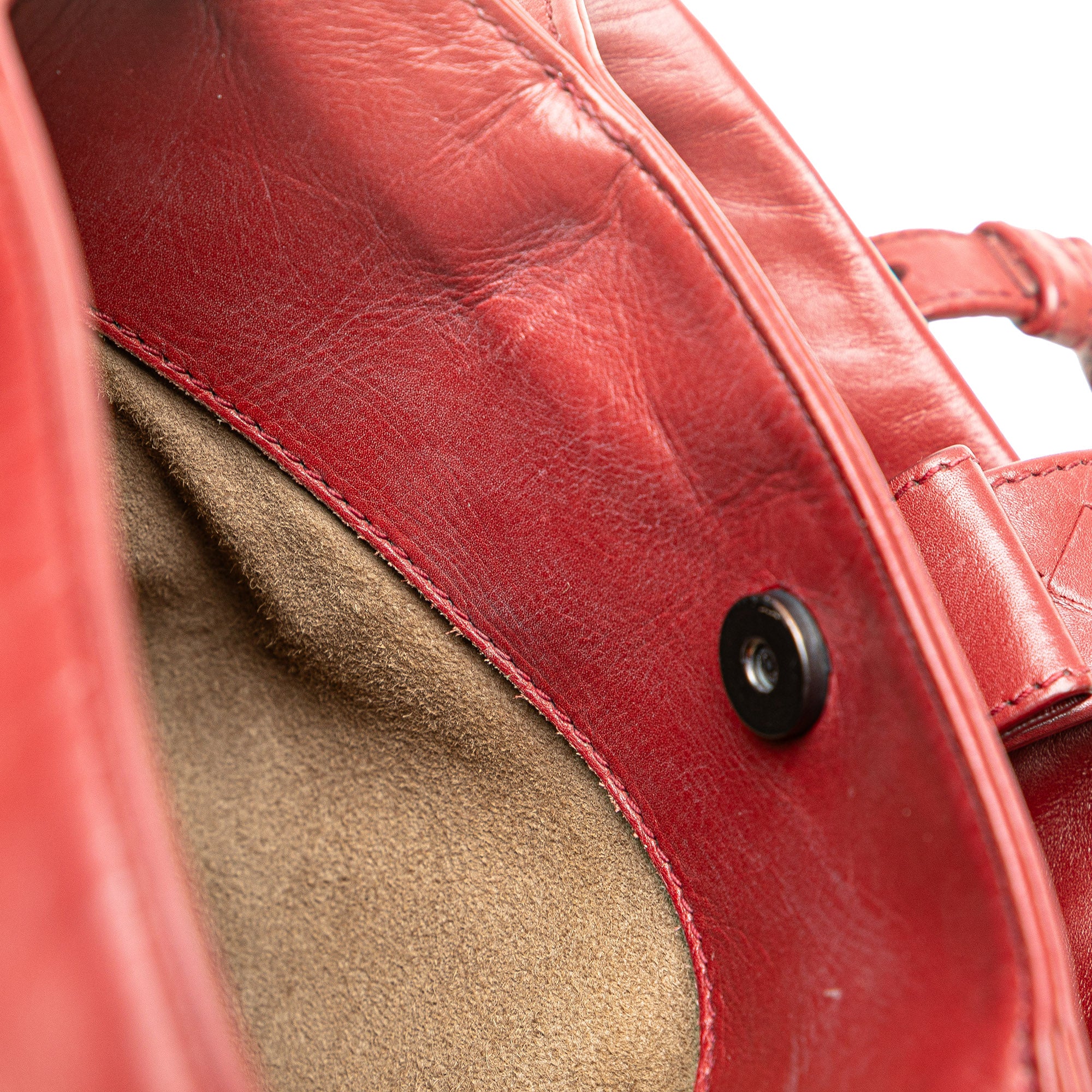 Bottega Veneta | Pre-Owned Mini Nappa Intrecciato Roma Satchel | Red