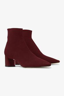 Angle packshot image of the Zelda Boot—3D Knit in Burgundy | Grid | Still | Exclude