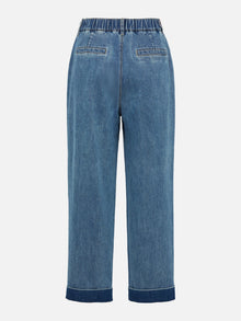 Rolled Hem Straight-Leg Jeans | Blue
