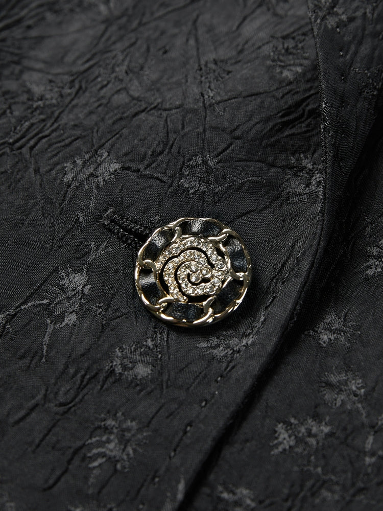 Jacquard Cinched Waist Blazer Jacket | Black