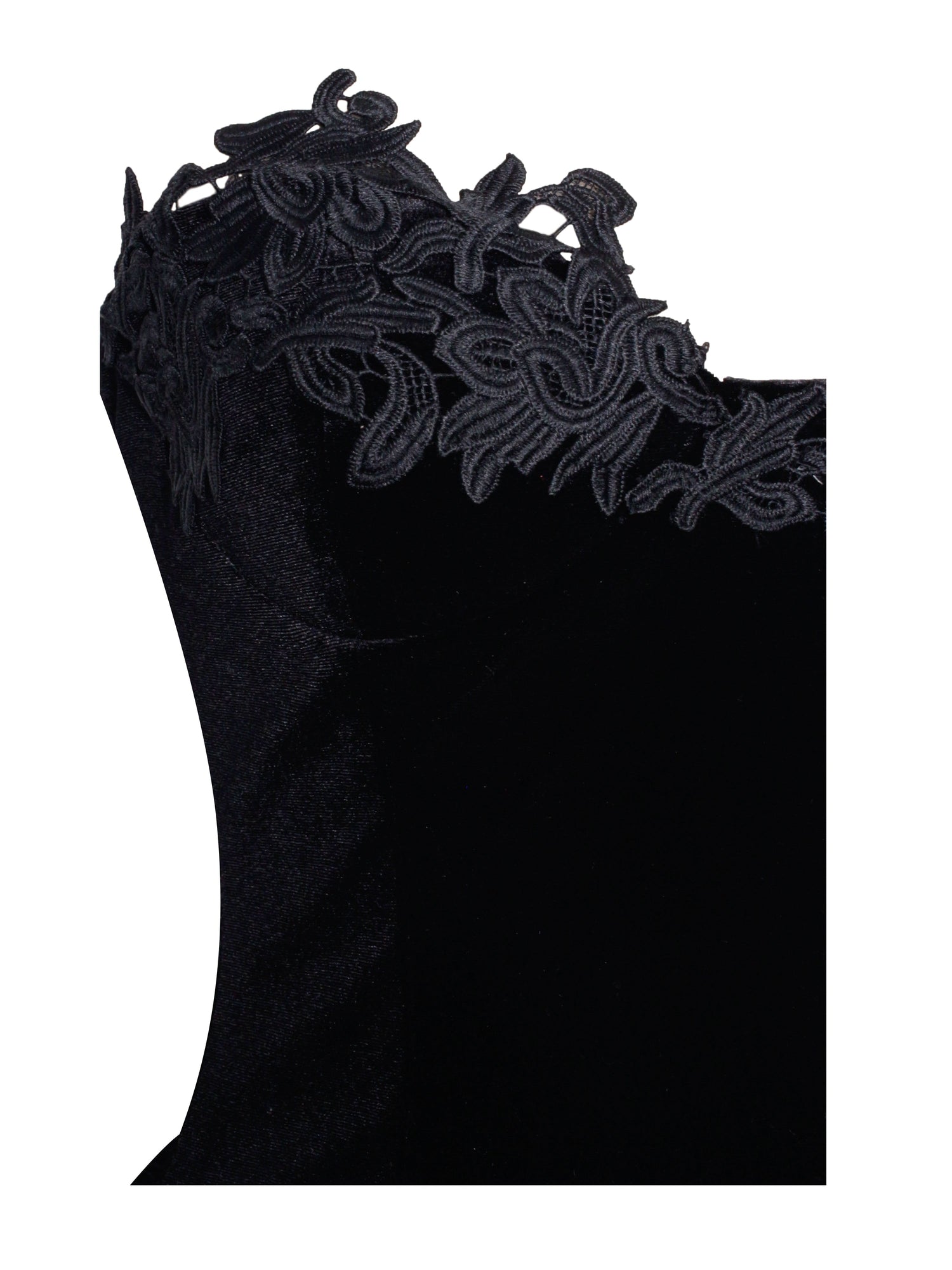 Nora Velvet Drop Waist Corset Puffy Mini Dress with Lace Trim | Black