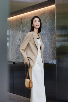 Wool Blended Waist Coat | Camel