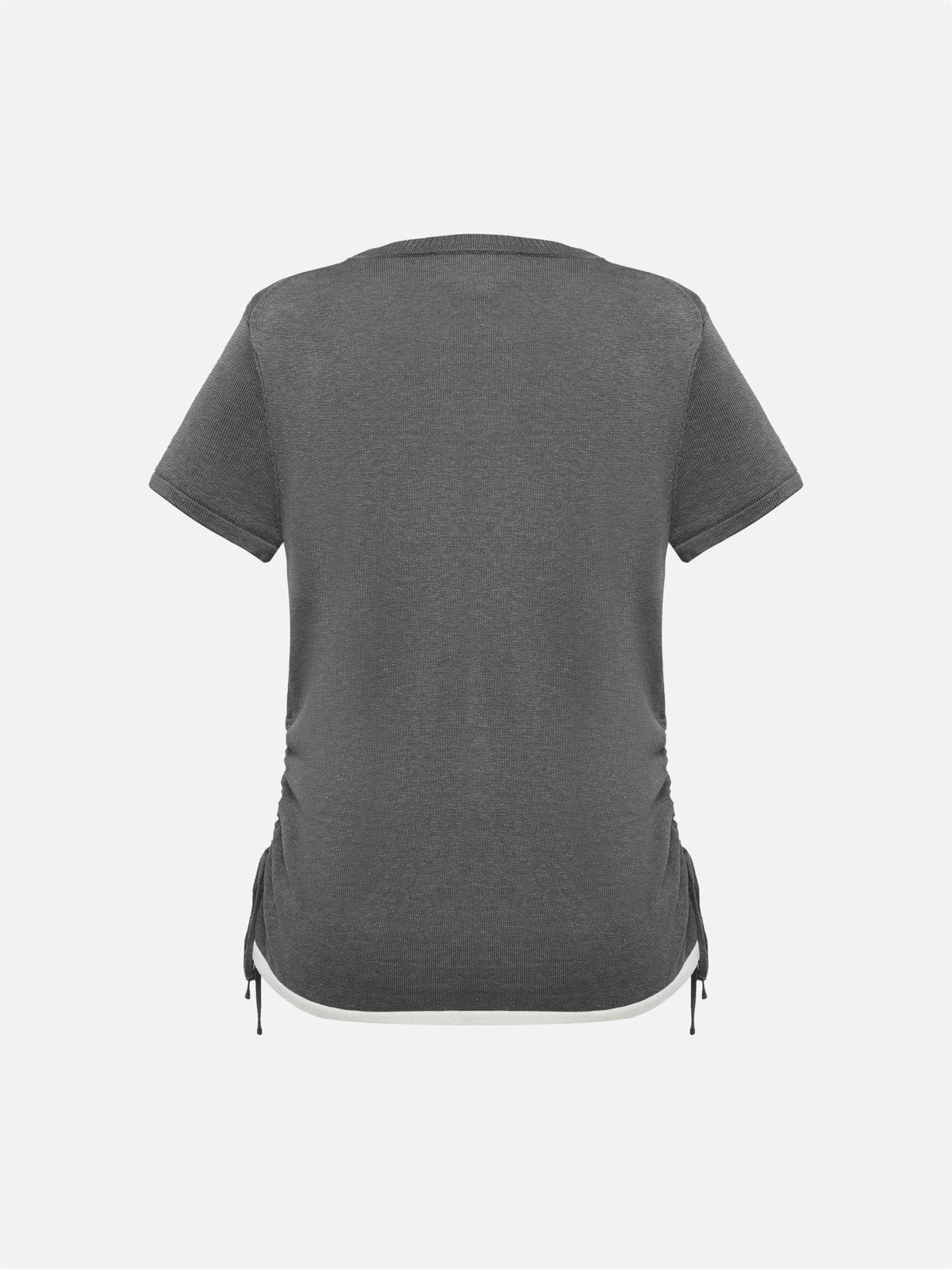 Linen Blend Crew Neck T-Shirt | Grey