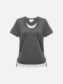 Linen Blend Crew Neck T-Shirt | Grey