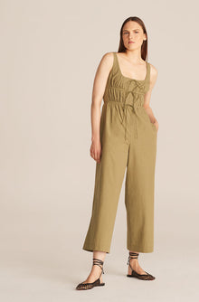 Full-Length Poplin Romper | Dark Olive