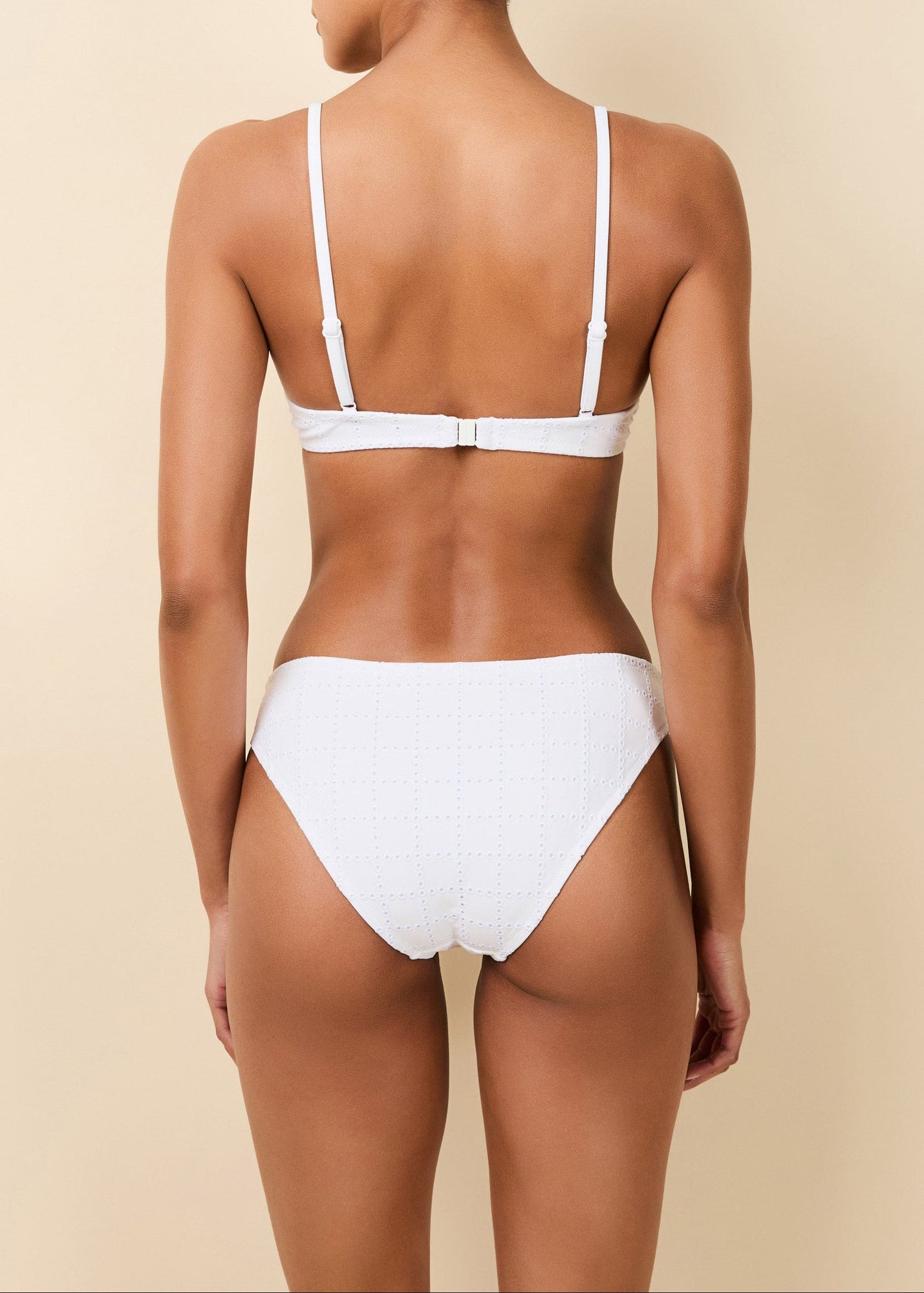 Eva Eyelet Bikini Optic White - Solid & Striped