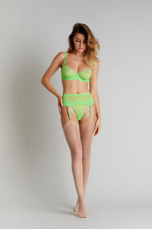 Cut and curled neon seamed stockings - 20D - Les Coquetteries | Green