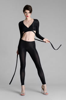 Long Sleeves Wrap Top - La Femme Amazone | Black