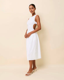 Womens | Sabine Midi Dress Poplin | Optic White