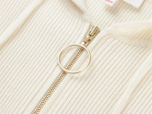 Simple Slim Fit Zippered Knit Hoodie | White