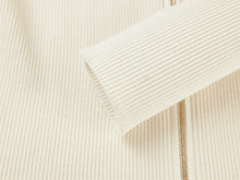 Simple Slim Fit Zippered Knit Hoodie | White