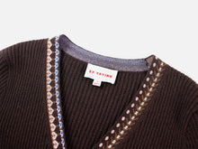 Ethnic Jacquard Knitted Cardigan | Brown