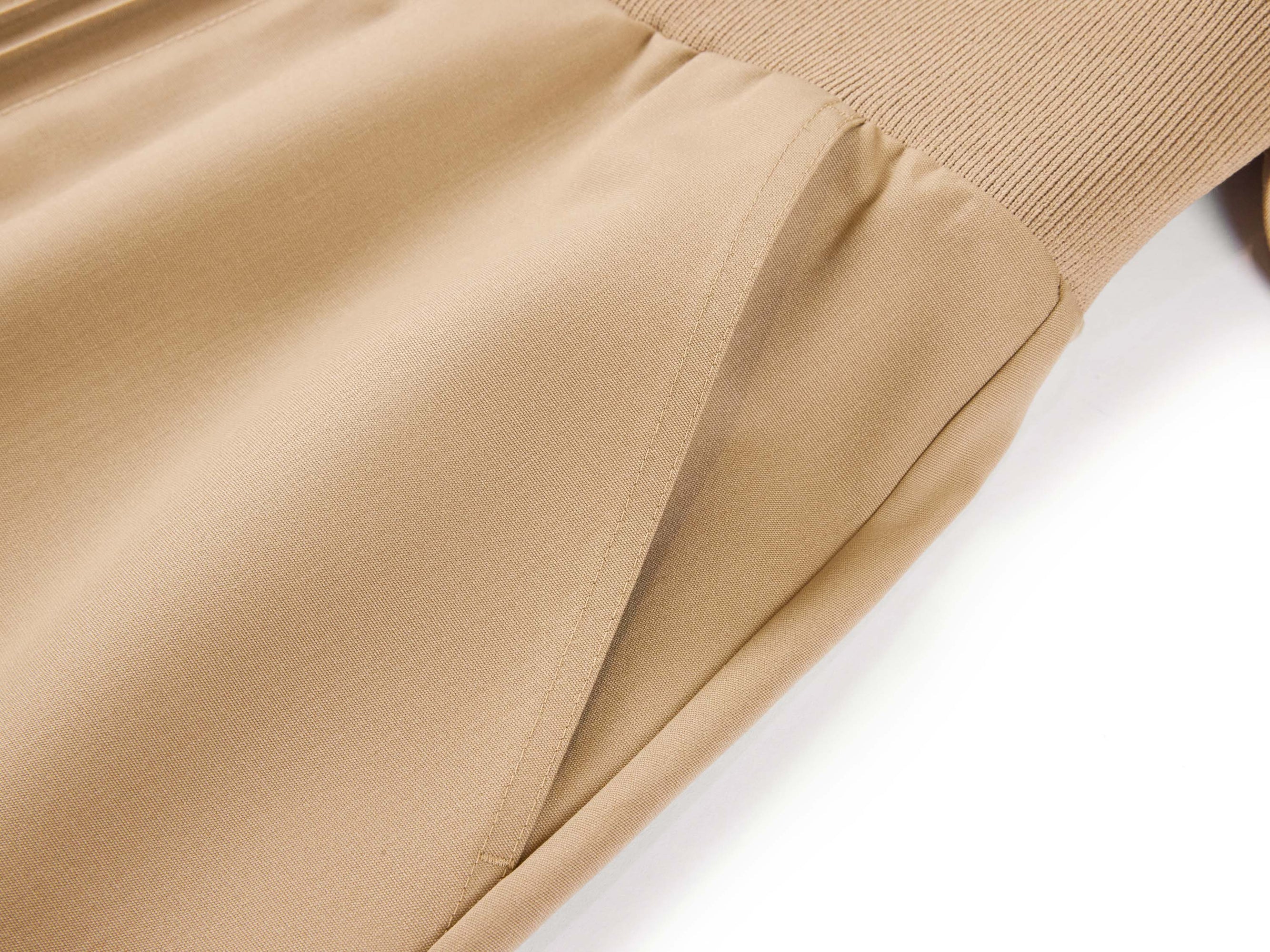 Wool Elegant Waist-Defining Slim-Fit Dress | Khaki