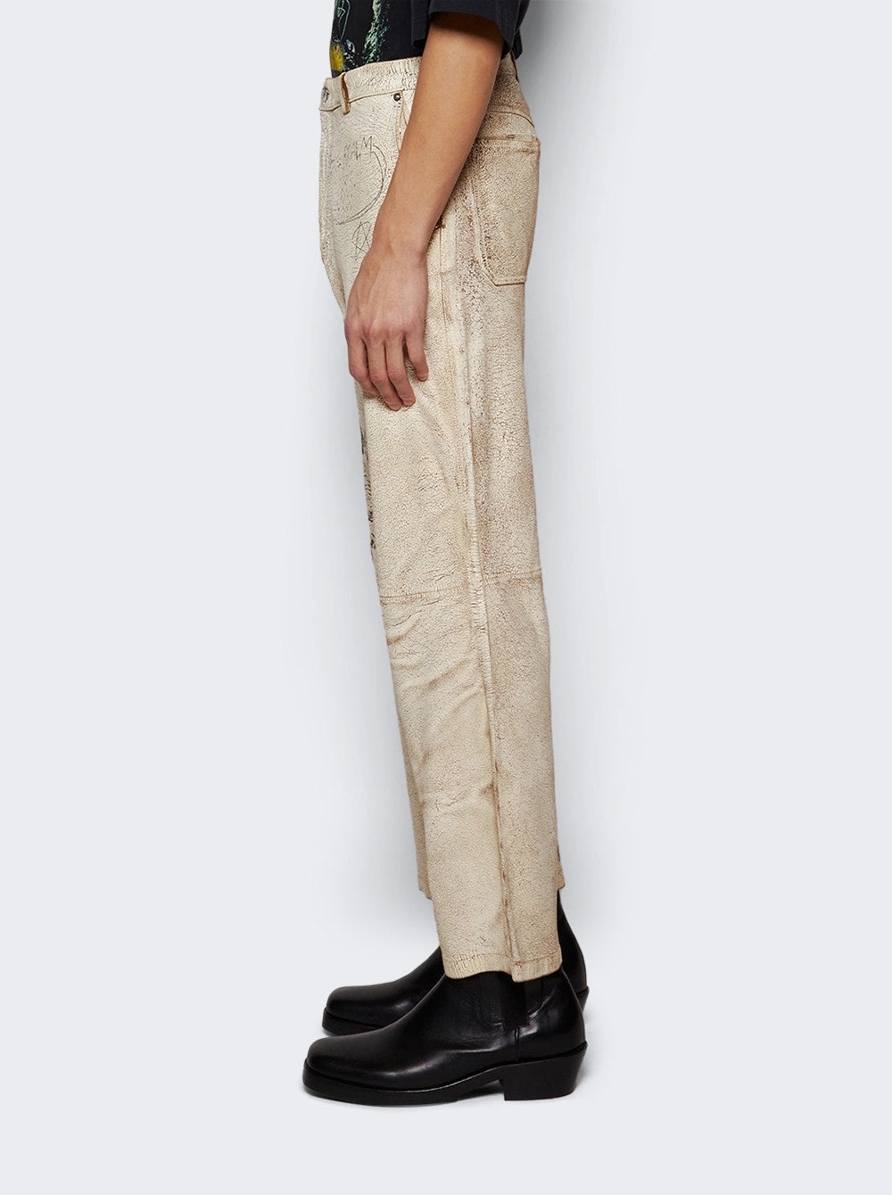 Men | PALY | The Realm Painted Suede Pant Cream | White