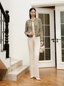 Classic Round Neck Straight-Fit Coat | Green
