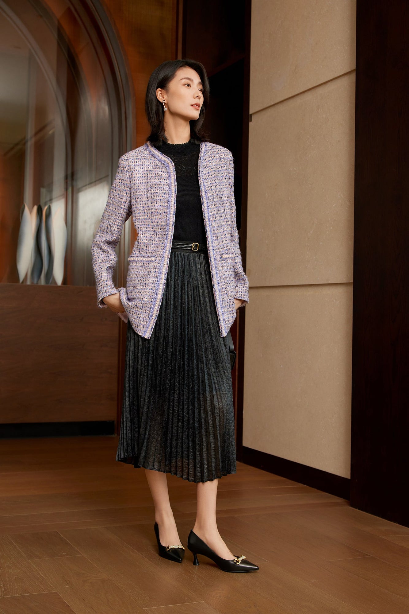 Tweed Parisian-Style Coat | Purple