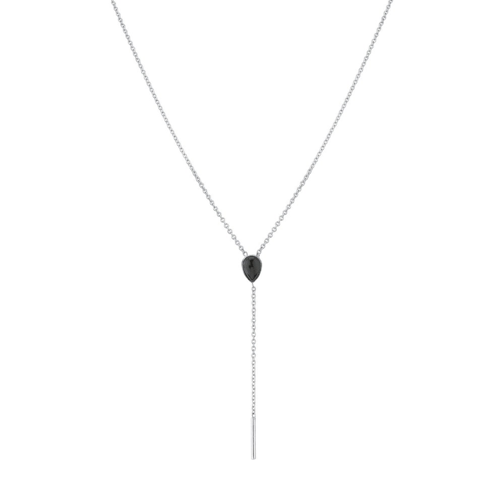 Women | Black Onyx Stillwater Lariat | 14k White Gold